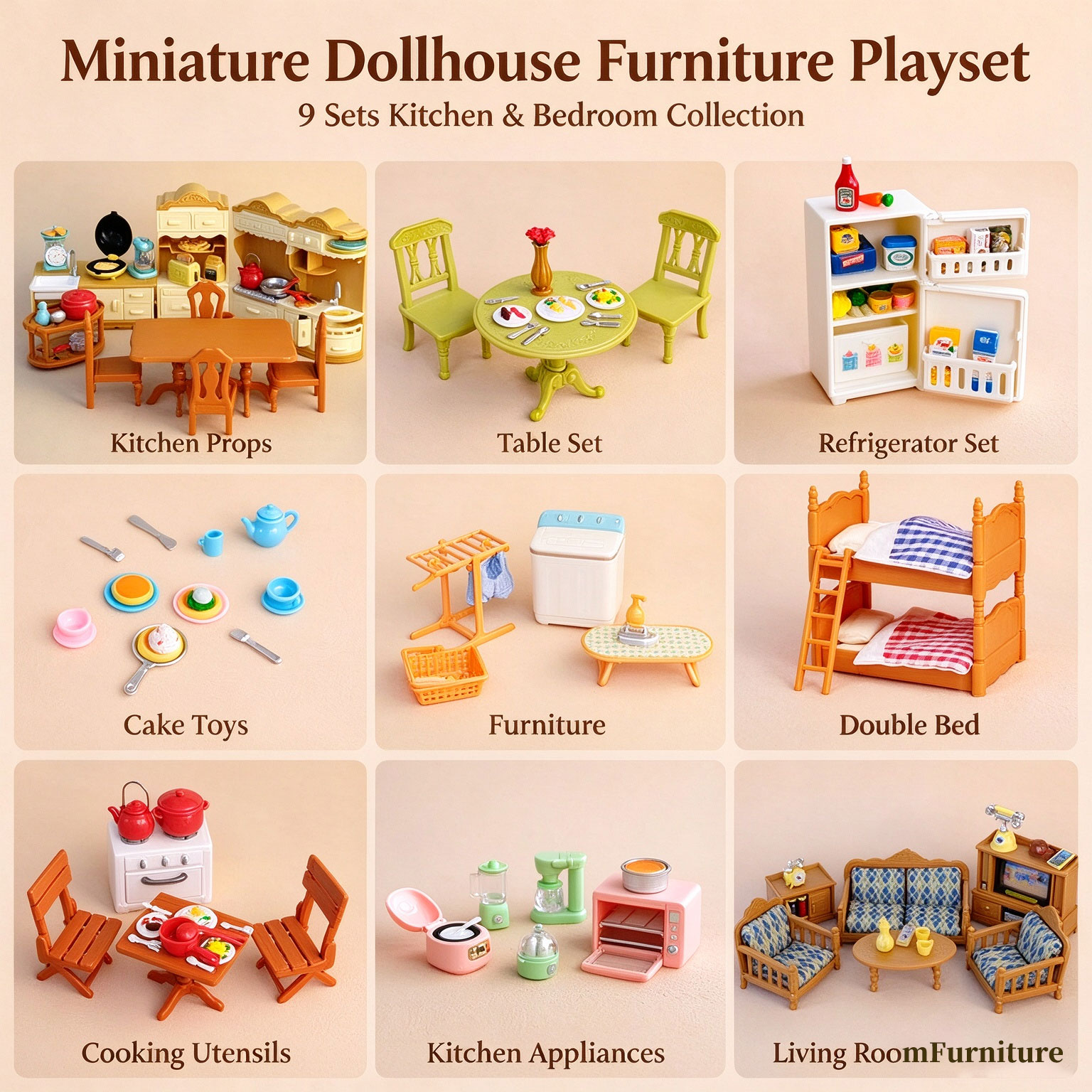 Kitchen Uncle - 1:12 Dollhouse Miniature Furniture Set Mini