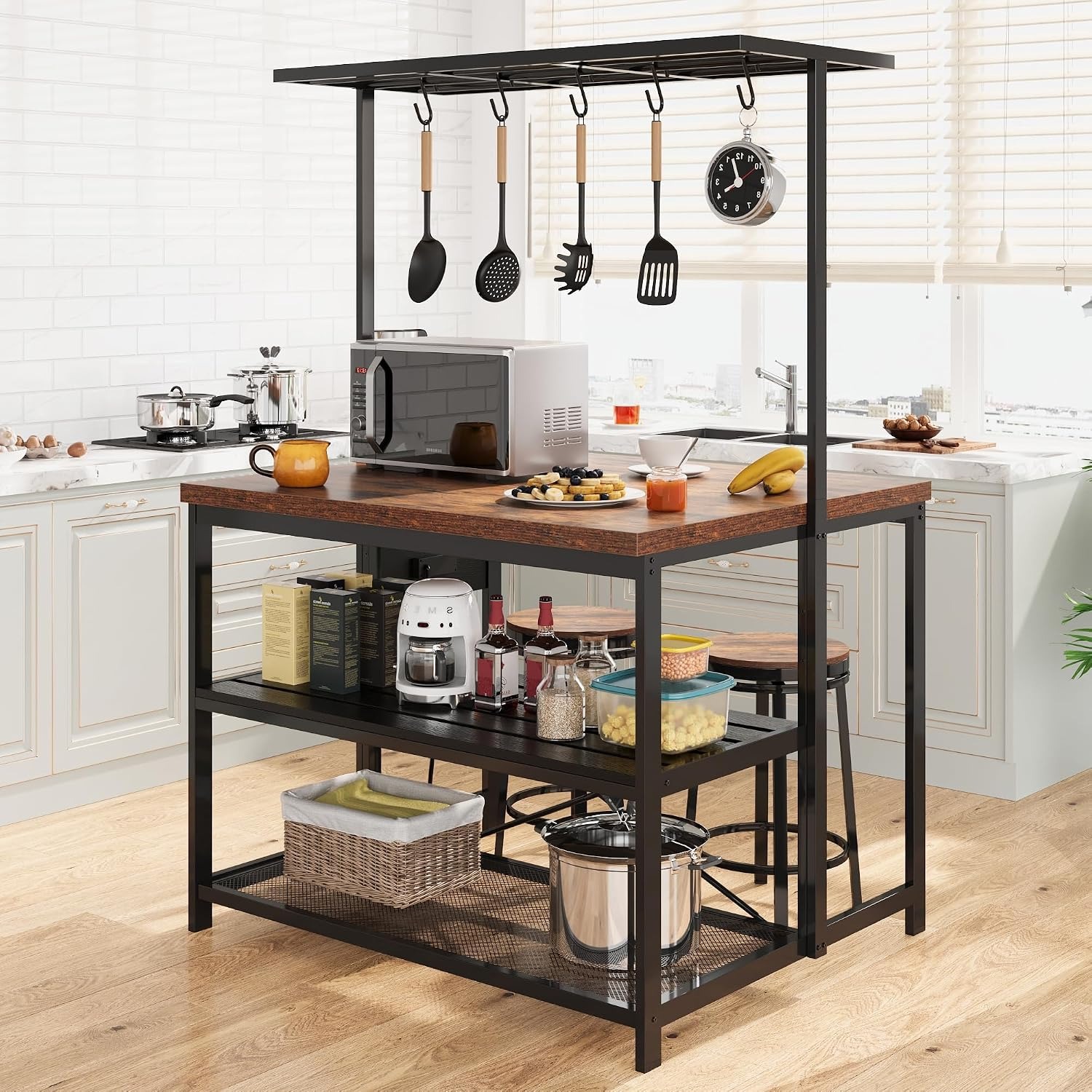 47 in Kitchen Island with Powe - đánh giá và giá Kitchen Baking Rack