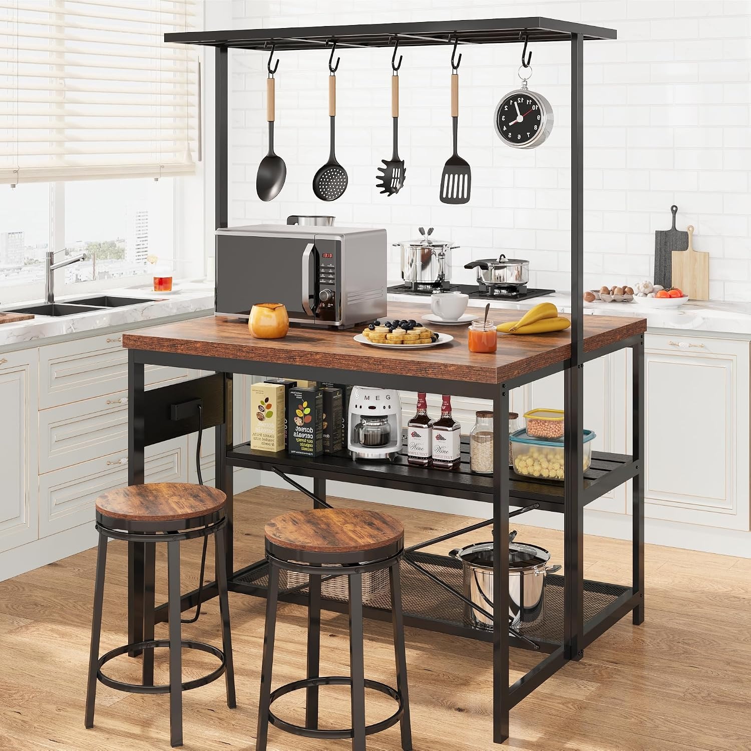 47 in Kitchen Island with Powe - đánh giá và giá Kitchen Baking Rack