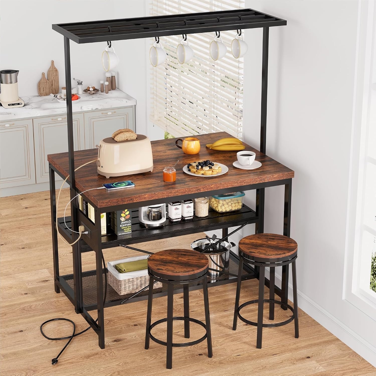 47 in Kitchen Island with Powe - đánh giá và giá Kitchen Baking Rack