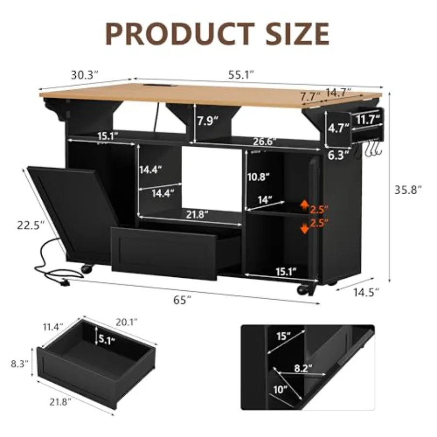 65 Kitchen Island with Drop Le - đánh giá và giá Kitchen Uncle