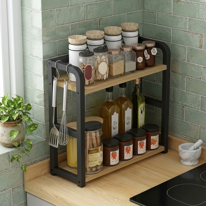 2-Tier Metal Countertop Shelf, - đánh giá và giá Kitchen Uncle